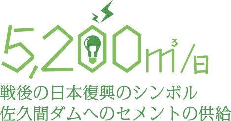 5,200㎥/日　戦後の日本復興のシンボル　佐久間ダムへのセメントの供給