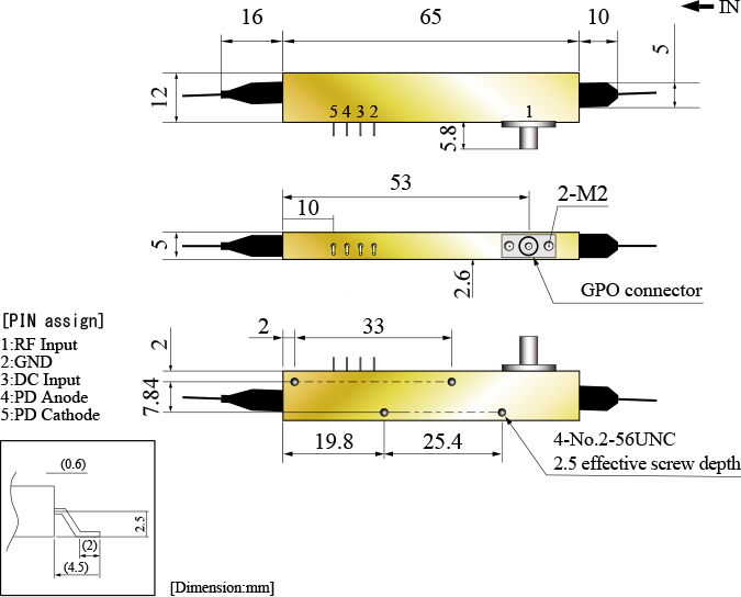 10Gbit/s LN強度変調器（シングル電極型）